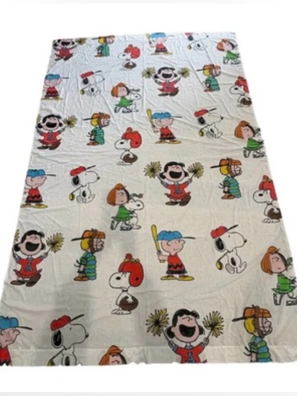 VTG Peanuts Twin Sheet Flat + 4 Pillowcase Montgomery Ward Muslin Snoopy Charlie